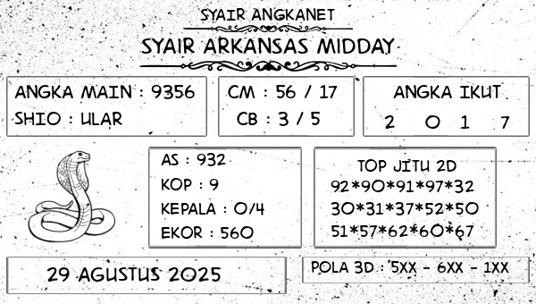 SYAIR ANGKANET - Syair Arkansas Midday