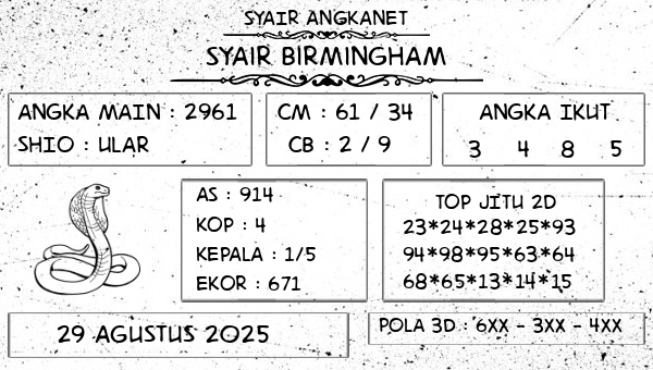 SYAIR ANGKANET - Syair Birmingham