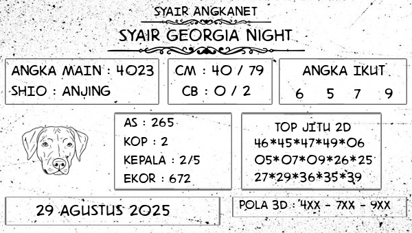 SYAIR ANGKANET - Syair Georgia Night
