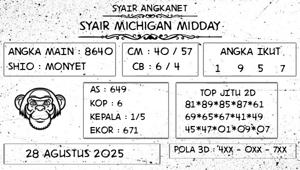 SYAIR ANGKANET - Syair Michigan Midday