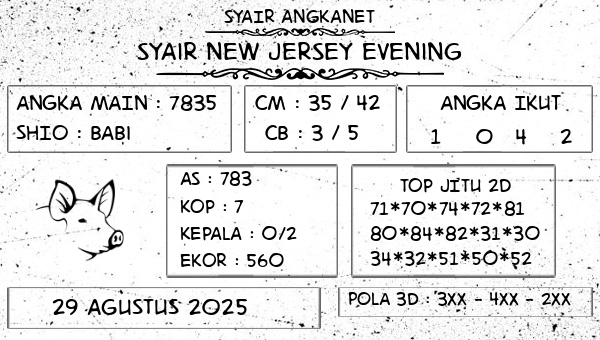SYAIR ANGKANET - Syair New Jersey Evening