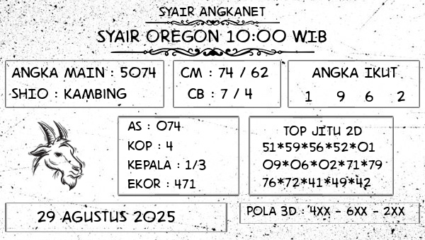 SYAIR ANGKANET - Syair Oregon 10:00 WIB