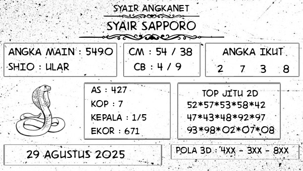 SYAIR ANGKANET - Syair Sapporo