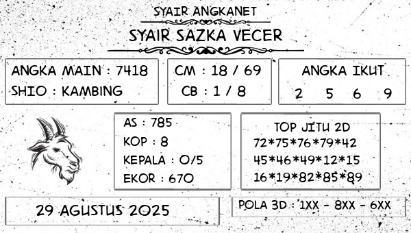SYAIR ANGKANET - Syair Sazka Vecer