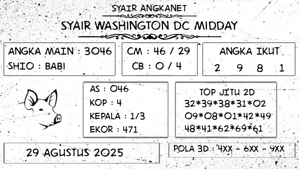 SYAIR ANGKANET - Syair Washington Dc Midday