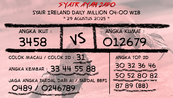  - Syair Ireland Daily Million 04:00 WIB