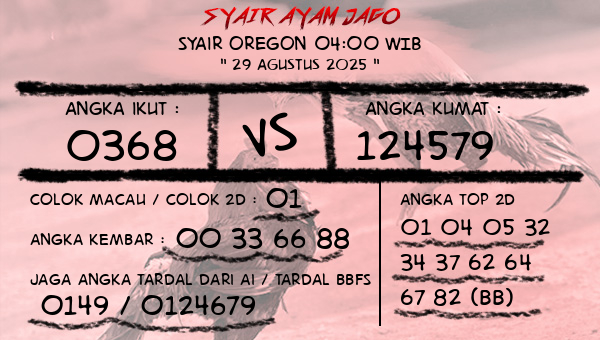  - Syair Oregon 04:00 WIB