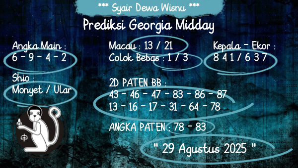 Syair Dewa Wisnu - Prediksi Georgia Midday