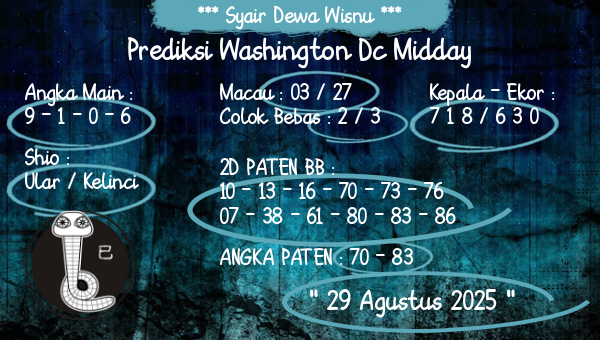 Syair Dewa Wisnu - Prediksi Washington Dc Midday