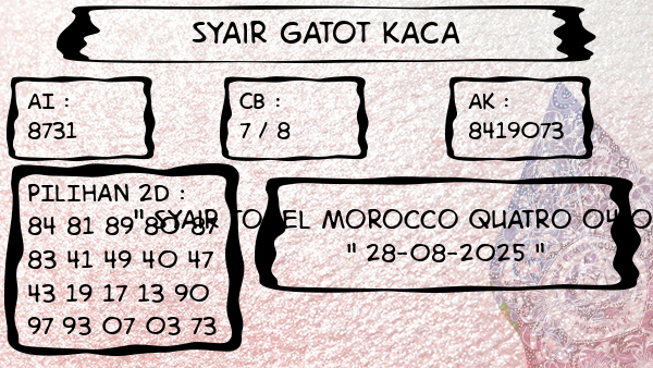 Syair Gatot Kaca - Syair Togel Morocco Quatro 04:00 WIB