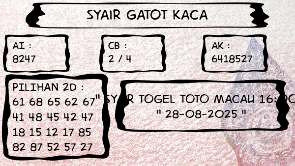 Syair Gatot Kaca - Syair Togel Toto Macau 16:00
