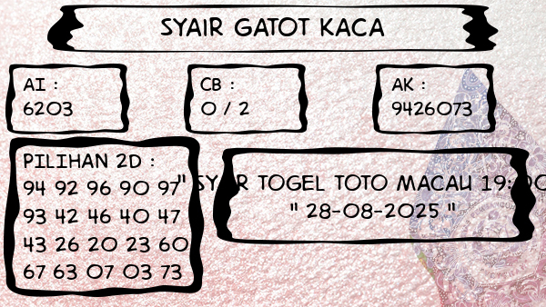 Syair Gatot Kaca - Syair Togel Toto Macau 19:00