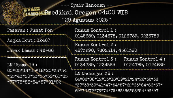 --- Syair Hanoman -- - Prediksi Oregon 04:00 WIB