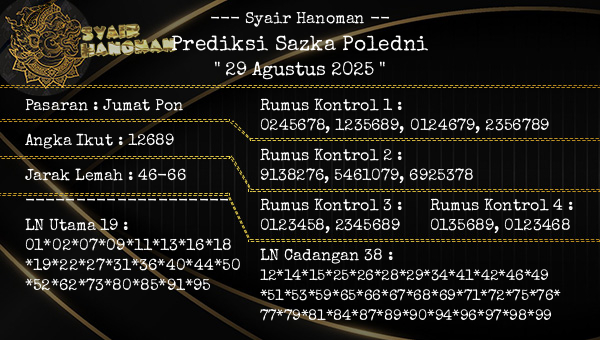 --- Syair Hanoman -- - Prediksi Sazka Poledni