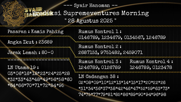 --- Syair Hanoman -- - Prediksi Supremeventures Morning