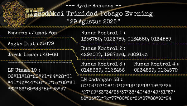 --- Syair Hanoman -- - Prediksi Trinidad Tobago Evening