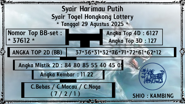 Syair Harimau Putih - Syair Togel Hongkong Lottery