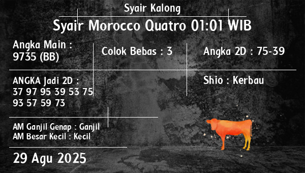 Syair Kalong - Syair Morocco Quatro 01:01 WIB