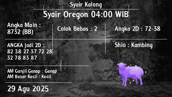 Syair Kalong - Syair Oregon 04:00 WIB