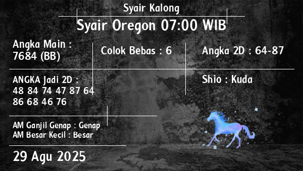 Syair Kalong - Syair Oregon 07:00 WIB