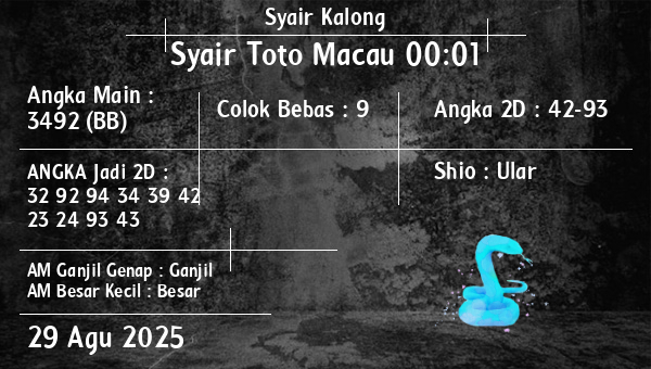 Syair Kalong - Syair Toto Macau 00:01
