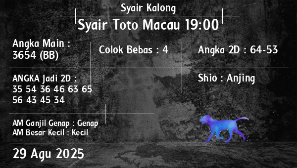Syair Kalong - Syair Toto Macau 19:00