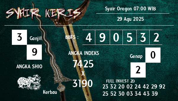  - Syair Oregon 07:00 WIB
