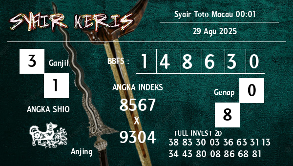  - Syair Toto Macau 00:01