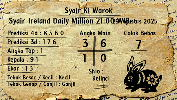 Syair Ki Warok - Syair Ireland Daily Million 21:00 WIB