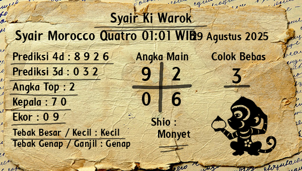 Syair Ki Warok - Syair Morocco Quatro 01:01 WIB