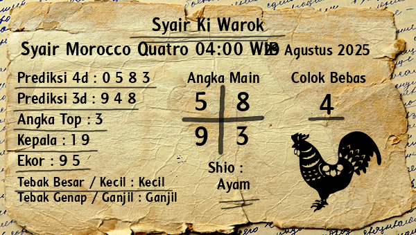 Syair Ki Warok - Syair Morocco Quatro 04:00 WIB