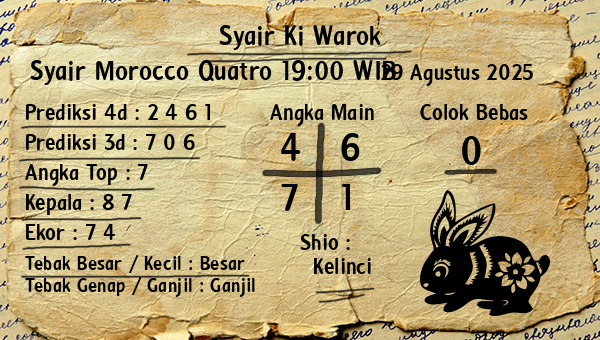 Syair Ki Warok - Syair Morocco Quatro 19:00 WIB
