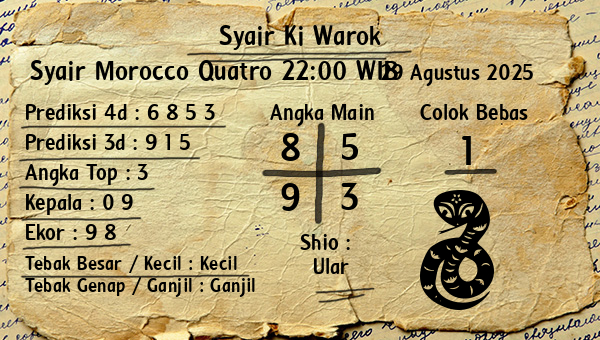 Syair Ki Warok - Syair Morocco Quatro 22:00 WIB