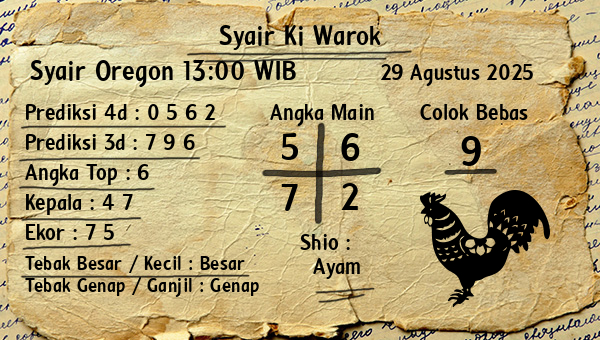 Syair Ki Warok - Syair Oregon 13:00 WIB