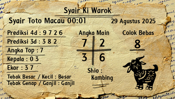 Syair Ki Warok - Syair Toto Macau 00:01