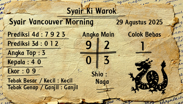 Syair Ki Warok - Syair Vancouver Morning