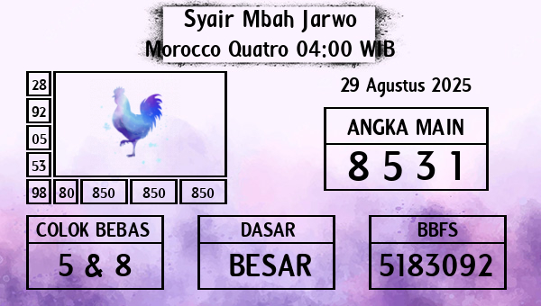 Syair Mbah Jarwo - Morocco Quatro 04:00 WIB