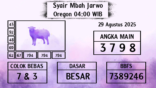 Syair Mbah Jarwo - Oregon 04:00 WIB