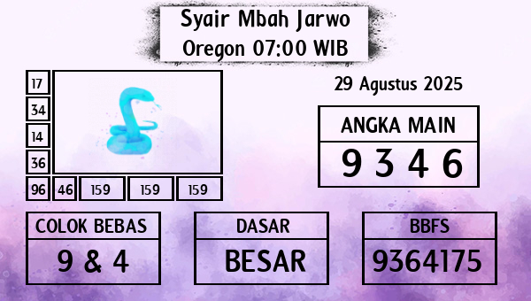 Syair Mbah Jarwo - Oregon 07:00 WIB