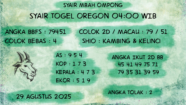 Syair Mbah Ompong - Syair Togel Oregon 04:00 WIB