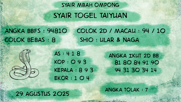 Syair Mbah Ompong - Syair Togel Taiyuan