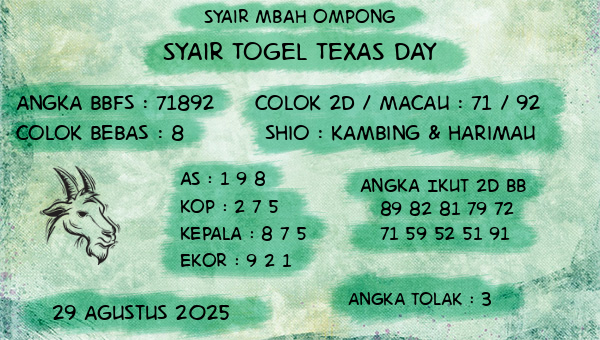 Syair Mbah Ompong - Syair Togel Texas Day