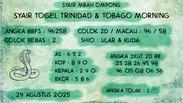 Syair Mbah Ompong - Syair Togel Trinidad & Tobago Morning