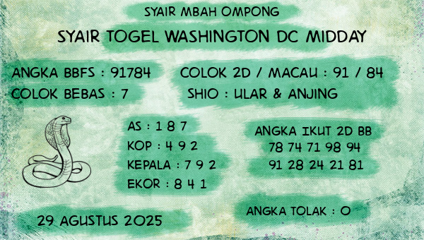 Syair Mbah Ompong - Syair Togel Washington Dc Midday