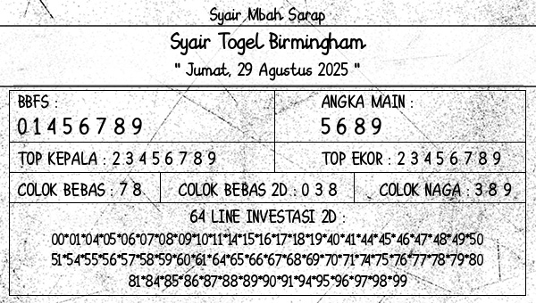Syair Mbah Sarap - Syair Togel Birmingham