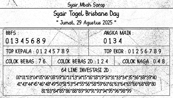 Syair Mbah Sarap - Syair Togel Brisbane Day