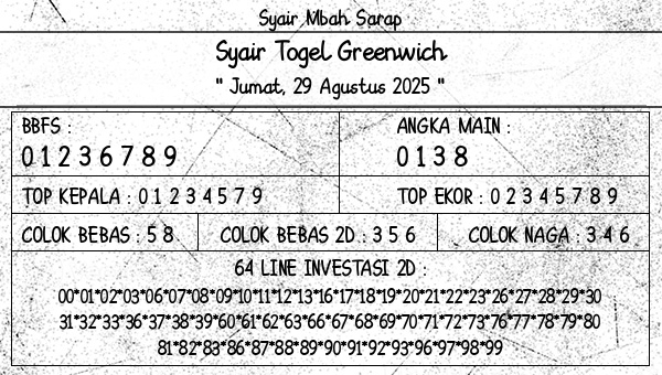 Syair Mbah Sarap - Syair Togel Greenwich