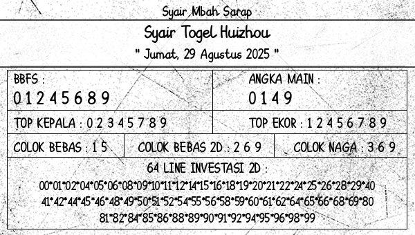 Syair Mbah Sarap - Syair Togel Huizhou