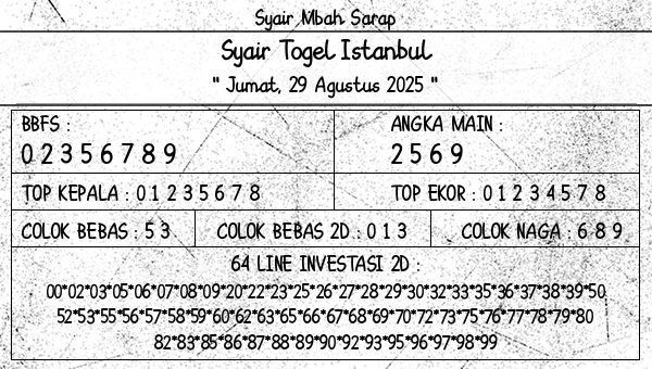 Syair Mbah Sarap - Syair Togel Istanbul