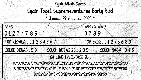 Syair Mbah Sarap - Syair Togel Supremeventures Early Bird